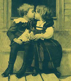 Développement de la sexualité ; petit garçon et petite fille qui s’embrassent