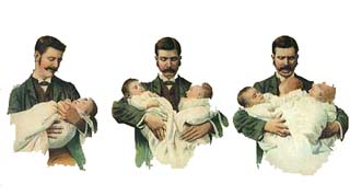 Illustration BD; homme avec bébés dans ses bras