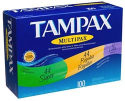 Illustration d’une boîte de tampons ‘Tampax’