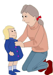 Comportement de l’attachement ; mère qui s’occupe de son enfant