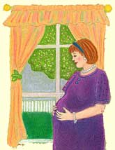 Grossesse & naissance; dessin d’une femme en attente de son bébé
